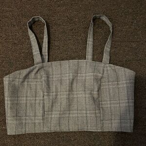 forever 21 Gray black and white Plaid stripped Women's crop top